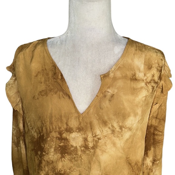 LN Madewell Tie-Dye Ruffle Shoulder Cropped Blouse in Egyptian Gold Tie Dye - M - Picture 6 of 16